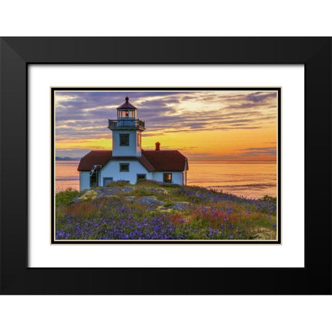 Washington, San Juan Islands Patos Lighthouse Black Modern Wood Framed Art Print with Double Matting by Paulson, Don