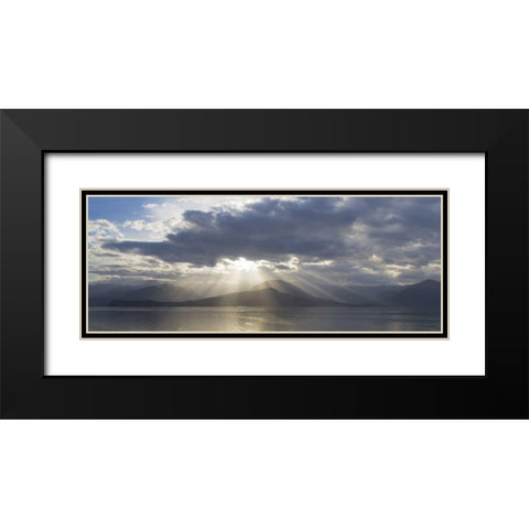 WA, Seabeck God rays over Hood Canal Black Modern Wood Framed Art Print with Double Matting by Paulson, Don