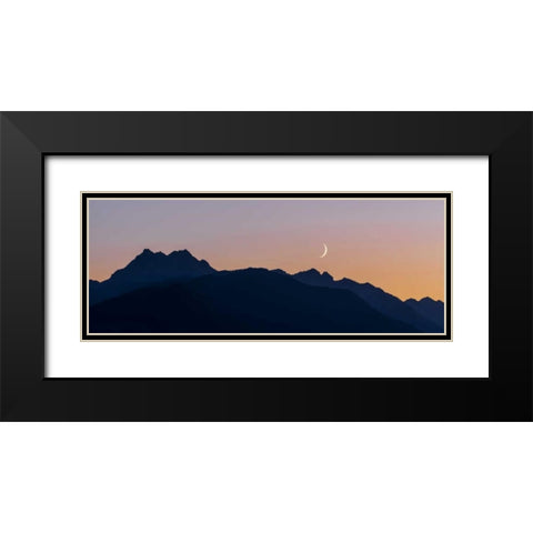 WA, Seabeck Moon and Venus over the Olympics Black Modern Wood Framed Art Print with Double Matting by Paulson, Don