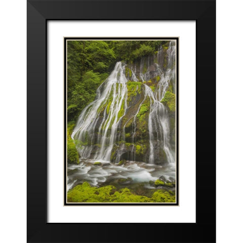Washington Spring Panther Creek Waterfall Black Modern Wood Framed Art Print with Double Matting by Paulson, Don