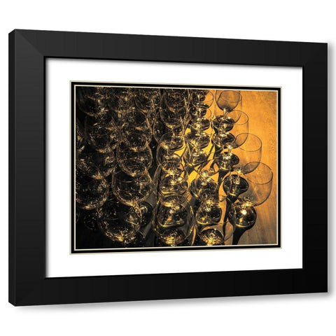 Washington State-Walla Walla Pattern of empty wine glasses in rich sunlight on wooden table Black Modern Wood Framed Art Print with Double Matting by Duval, Richard
