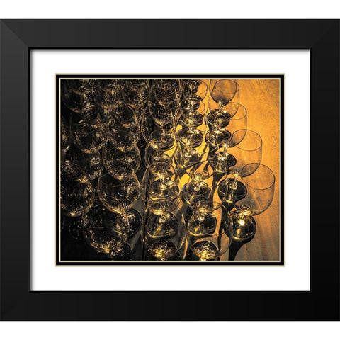 Washington State-Walla Walla Pattern of empty wine glasses in rich sunlight on wooden table Black Modern Wood Framed Art Print with Double Matting by Duval, Richard