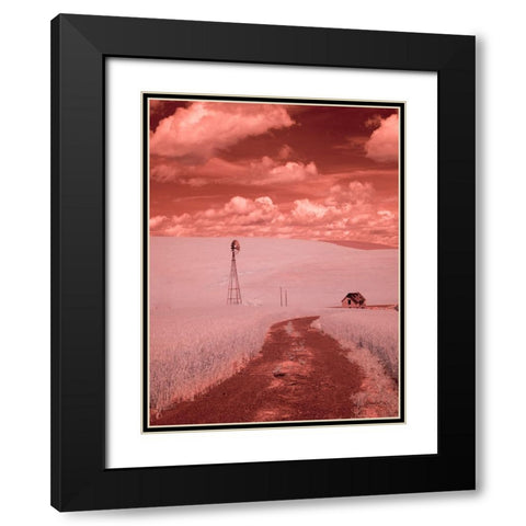 USA-Washington State-Palouse-Backroad through wheat field Black Modern Wood Framed Art Print with Double Matting by Eggers, Terry