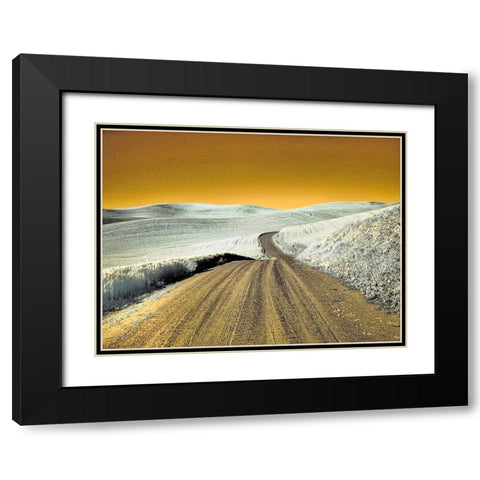 USA-Washington State-Palouse region-Country backroad through wheat fields Black Modern Wood Framed Art Print with Double Matting by Eggers, Terry