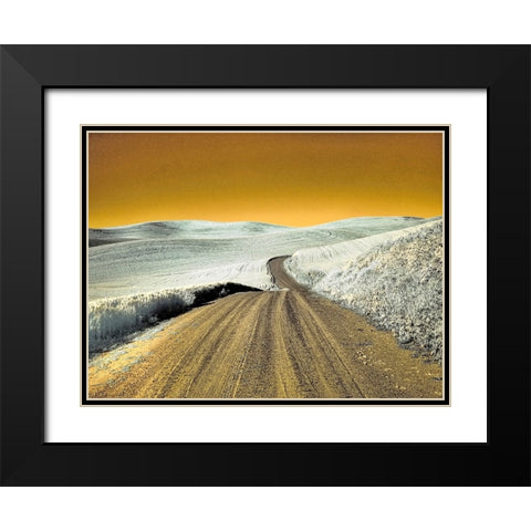 USA-Washington State-Palouse region-Country backroad through wheat fields Black Modern Wood Framed Art Print with Double Matting by Eggers, Terry