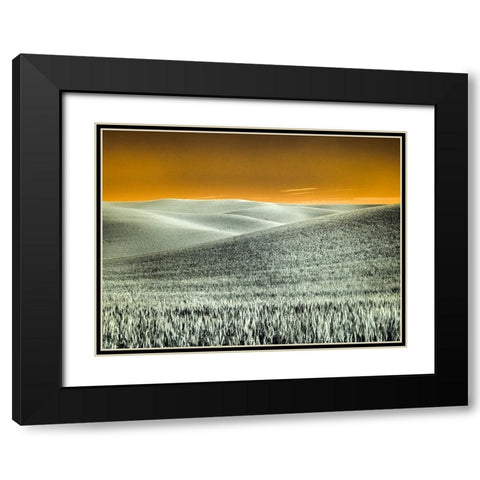 USA-Washington State-Palouse region-Rolling Hills of wheat Black Modern Wood Framed Art Print with Double Matting by Eggers, Terry