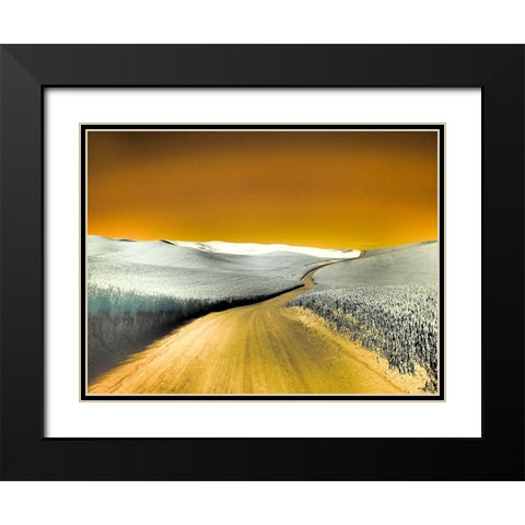 USA-Washington State-Palouse region-Country backroad through wheat fields Black Modern Wood Framed Art Print with Double Matting by Eggers, Terry