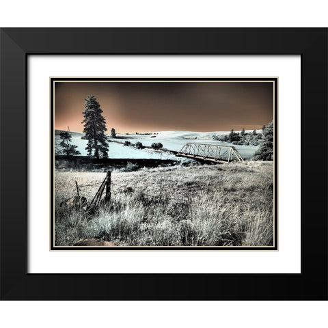 USA-Washington State-Palouse region-Bridge across Palouse river Black Modern Wood Framed Art Print with Double Matting by Eggers, Terry