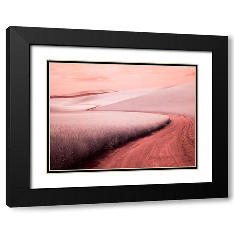 USA-Washington State-Palouse region-winding backcountry road through wheat fields Black Modern Wood Framed Art Print with Double Matting by Eggers, Terry