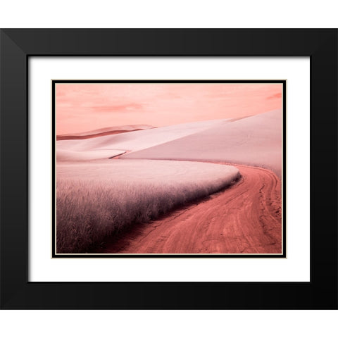 USA-Washington State-Palouse region-winding backcountry road through wheat fields Black Modern Wood Framed Art Print with Double Matting by Eggers, Terry