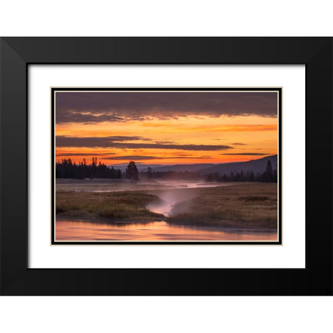 Madison River at sunrise-Yellowstone National Park-Wyoming Black Modern Wood Framed Art Print with Double Matting by Jones, Adam