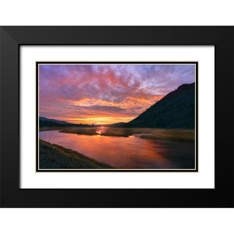 Madison River at sunrise-Yellowstone National Park-Wyoming Black Modern Wood Framed Art Print with Double Matting by Jones, Adam