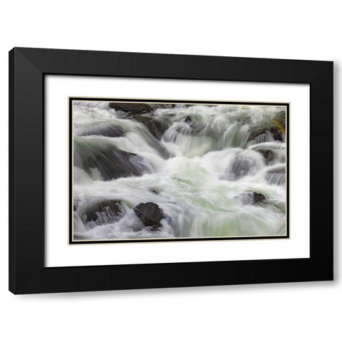 Flowing water in Firehole River-Yellowstone National Park-Wyoming Black Modern Wood Framed Art Print with Double Matting by Jones, Adam