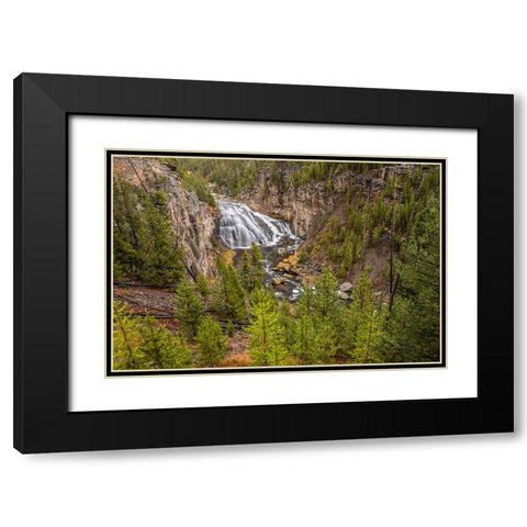 Gibbon Falls-Yellowstone National Park-Wyoming Black Modern Wood Framed Art Print with Double Matting by Jones, Adam
