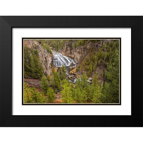 Gibbon Falls-Yellowstone National Park-Wyoming Black Modern Wood Framed Art Print with Double Matting by Jones, Adam