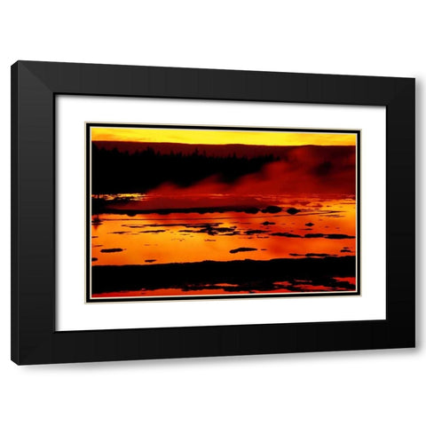 WY, Yellowstone Vapor flows from Grand Geyser Black Modern Wood Framed Art Print with Double Matting by Ross, Nancy , Steve