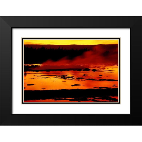 WY, Yellowstone Vapor flows from Grand Geyser Black Modern Wood Framed Art Print with Double Matting by Ross, Nancy , Steve