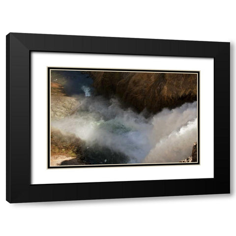 Wyoming, Yellowstone Yellowstone River waterfall Black Modern Wood Framed Art Print with Double Matting by Grall, Don