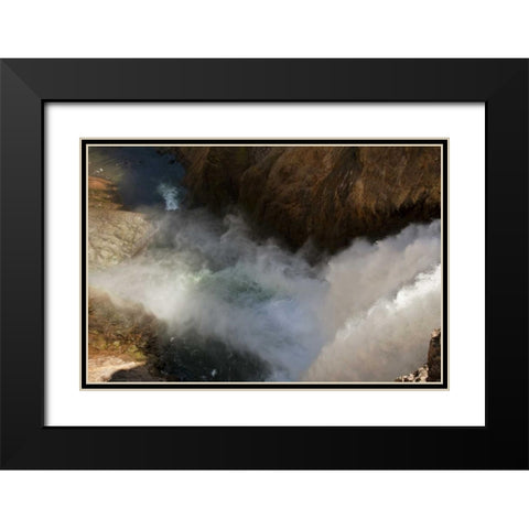Wyoming, Yellowstone Yellowstone River waterfall Black Modern Wood Framed Art Print with Double Matting by Grall, Don