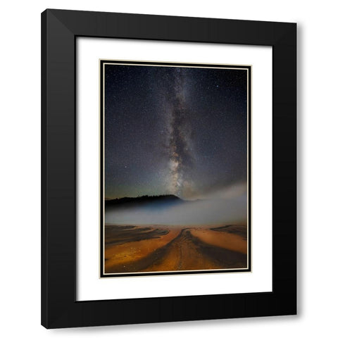 USA-Wyoming-Yellowstone National Park Milky Way above Grand Prismatic Spring Black Modern Wood Framed Art Print with Double Matting by Jaynes Gallery