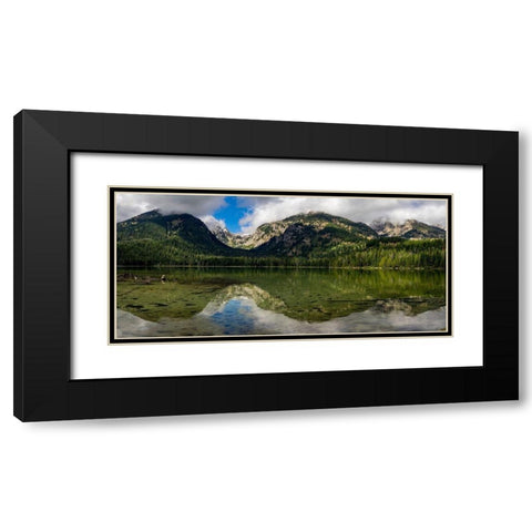 Panoramic reflection in Bradley Lake-Grand Teton National Park-Wyoming Black Modern Wood Framed Art Print with Double Matting by Garber, Howie