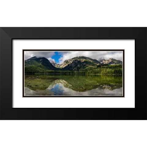 Panoramic reflection in Bradley Lake-Grand Teton National Park-Wyoming Black Modern Wood Framed Art Print with Double Matting by Garber, Howie