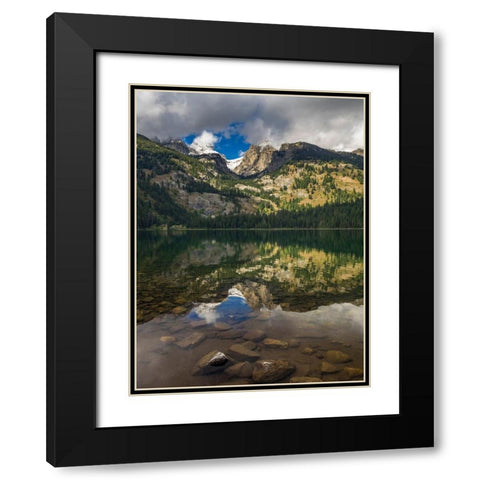Landscape with reflection of Teton Mountains in Bradley Lake-Grand Teton National Park-Wyoming Black Modern Wood Framed Art Print with Double Matting by Garber, Howie