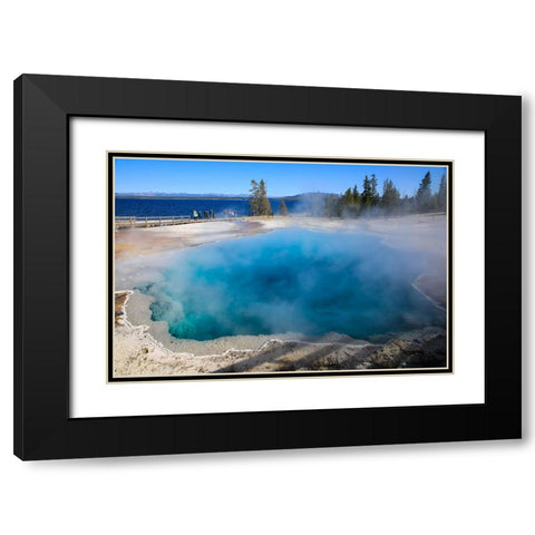 Yellowstone National Park-West Thumb Geysers-Lake Yellowstone Black Modern Wood Framed Art Print with Double Matting by Sienda, Jolly