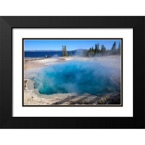 Yellowstone National Park-West Thumb Geysers-Lake Yellowstone Black Modern Wood Framed Art Print with Double Matting by Sienda, Jolly