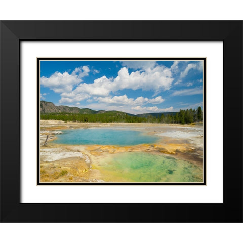 Wyoming- Yellowstone National Park. Black Opal Spring- Upper Geyser Basin Black Modern Wood Framed Art Print with Double Matting by Wild, Jamie and Judy