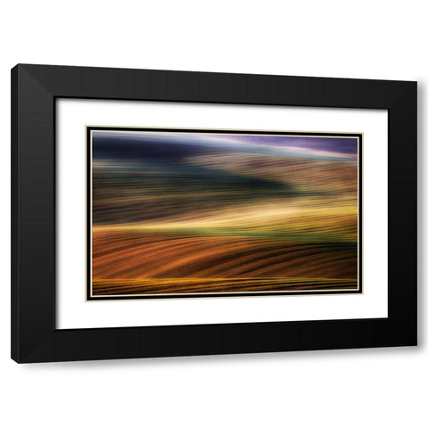 Autumn Fields Black Modern Wood Framed Art Print with Double Matting by Krol, Piotr