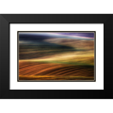 Autumn Fields Black Modern Wood Framed Art Print with Double Matting by Krol, Piotr