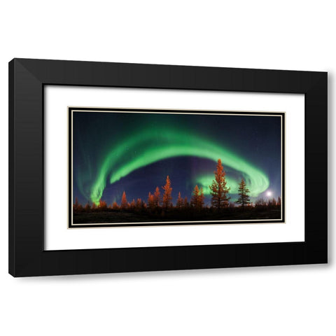 Northern Lights Black Modern Wood Framed Art Print with Double Matting by Snegirev, Andrey