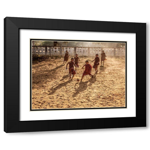Play Is Equally Important As Pray Black Modern Wood Framed Art Print with Double Matting by B N, Joe