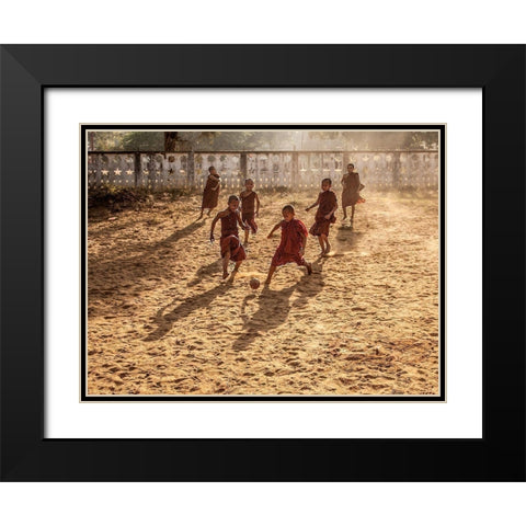 Play Is Equally Important As Pray Black Modern Wood Framed Art Print with Double Matting by B N, Joe