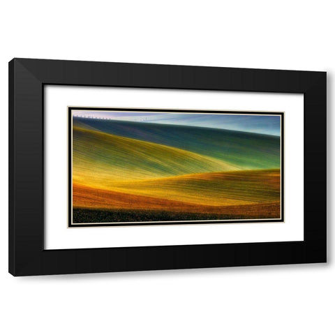 Spring Fields Black Modern Wood Framed Art Print with Double Matting by Krol, Piotr