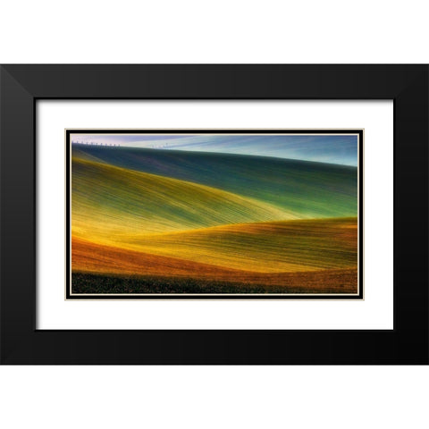Spring Fields Black Modern Wood Framed Art Print with Double Matting by Krol, Piotr