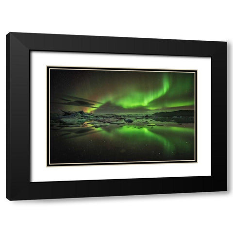 Glacier Lagoon Black Modern Wood Framed Art Print with Double Matting by Hoffmann, Raymond