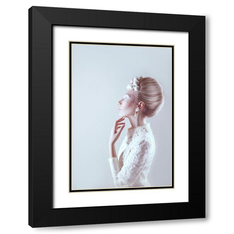 Christmas Ornament Black Modern Wood Framed Art Print with Double Matting by marinastudio