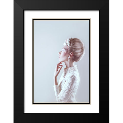 Christmas Ornament Black Modern Wood Framed Art Print with Double Matting by marinastudio