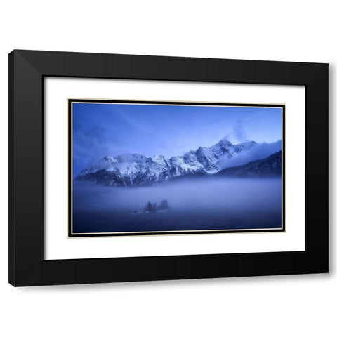 Misty Winter Evening Black Modern Wood Framed Art Print with Double Matting by Gastager, Daniel