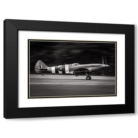 Spitfire Mk Xix Black Modern Wood Framed Art Print with Double Matting by JLP