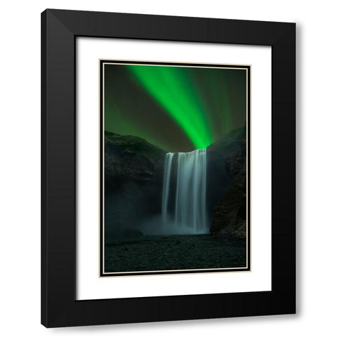 Skogafoss Black Modern Wood Framed Art Print with Double Matting by Zhu, Jingshu