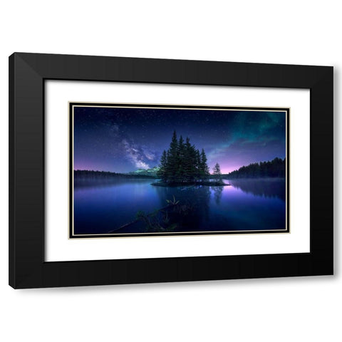 Dreamy Night Black Modern Wood Framed Art Print with Double Matting by M. Garcia, Jesus