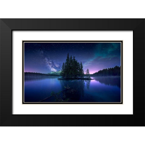 Dreamy Night Black Modern Wood Framed Art Print with Double Matting by M. Garcia, Jesus