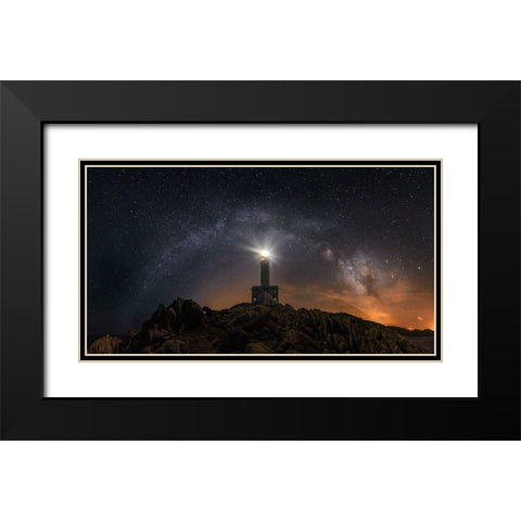 Nariga Lighthouse Black Modern Wood Framed Art Print with Double Matting by Mendoza, Chencho