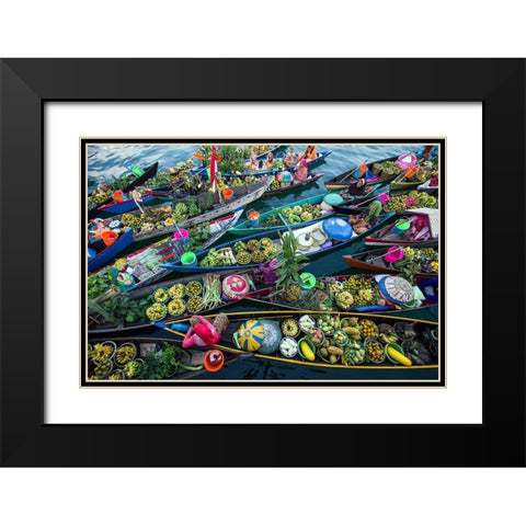 Banjarmasin Floating Market Black Modern Wood Framed Art Print with Double Matting by Maududdin, Fauzan
