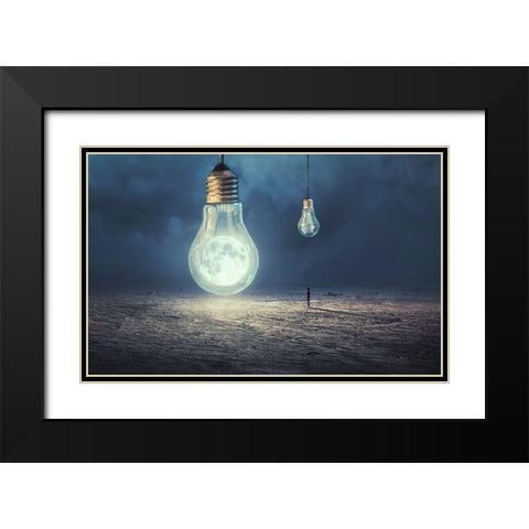 Moon Lamp Black Modern Wood Framed Art Print with Double Matting by Almawash, Sulaiman