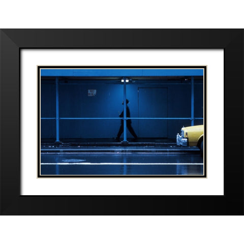 Yellow Car-From The Series Qnew York Bluesq Black Modern Wood Framed Art Print with Double Matting by Matthes, Dieter