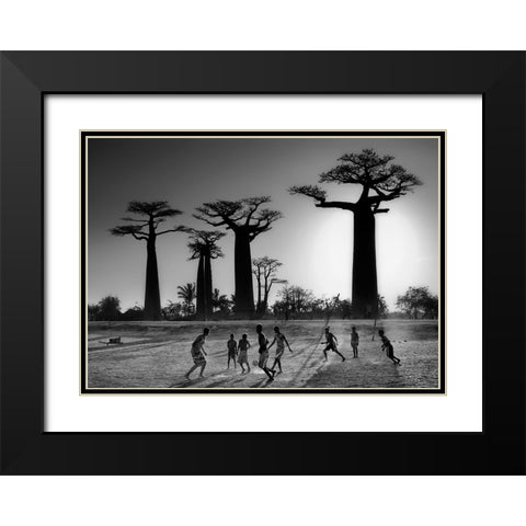 Soccer At Sunset Black Modern Wood Framed Art Print with Double Matting by Apers, Marc
